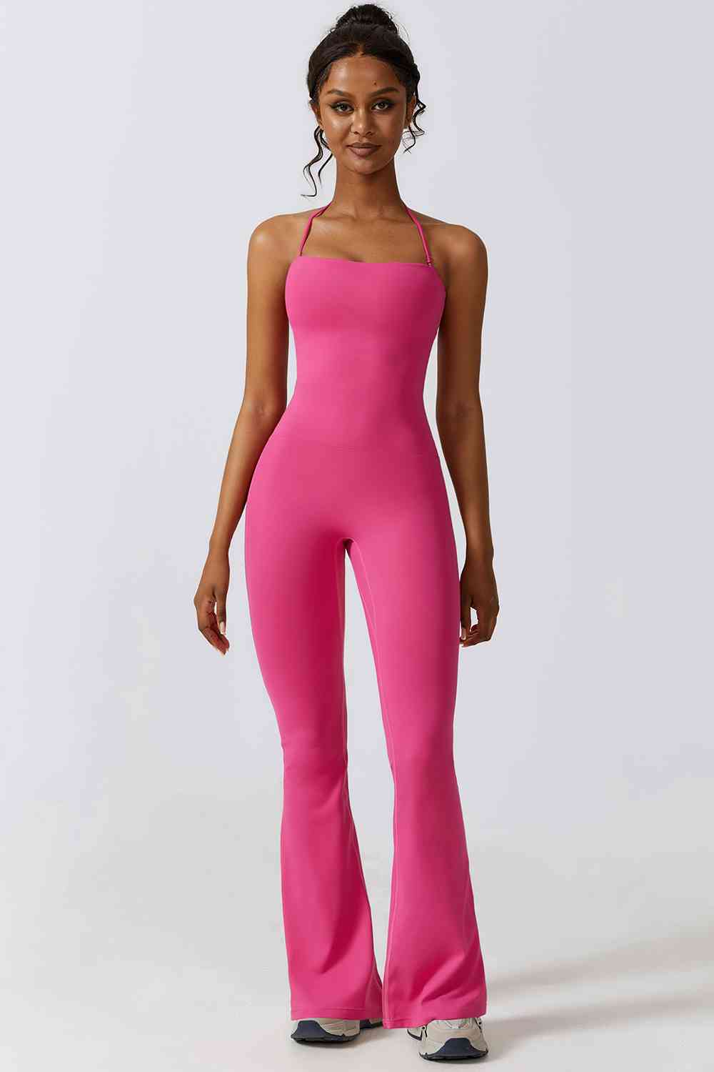 Halter Neck Flare Sport Jumpsuit