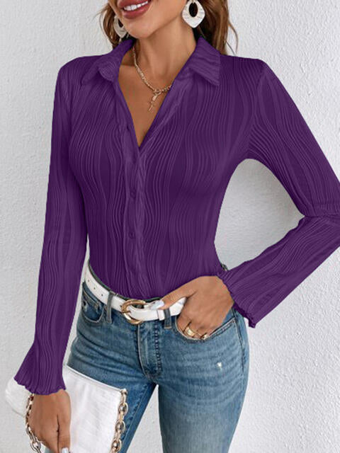 Collared Neck Long Sleeve Shirt