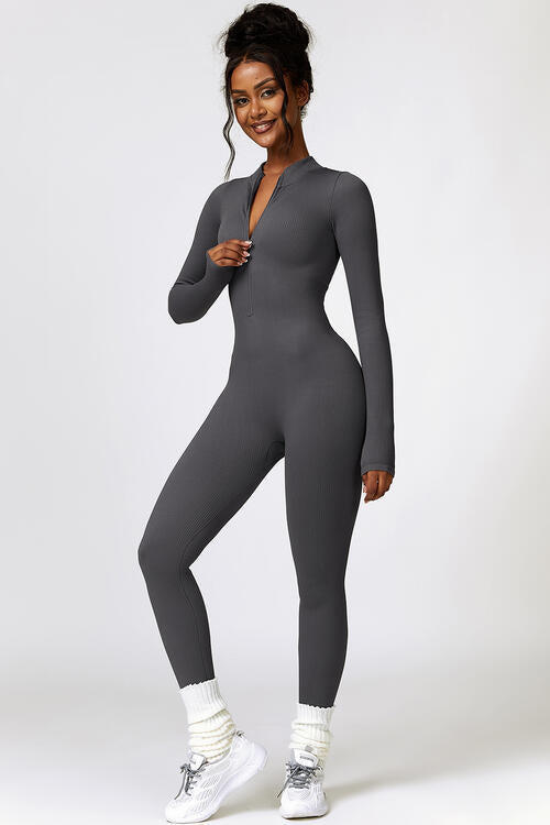 Half Zip Long Sleeve Active Jumpsuit